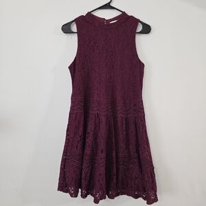 Charming Charlie Lace Mini Dress - Burgundy